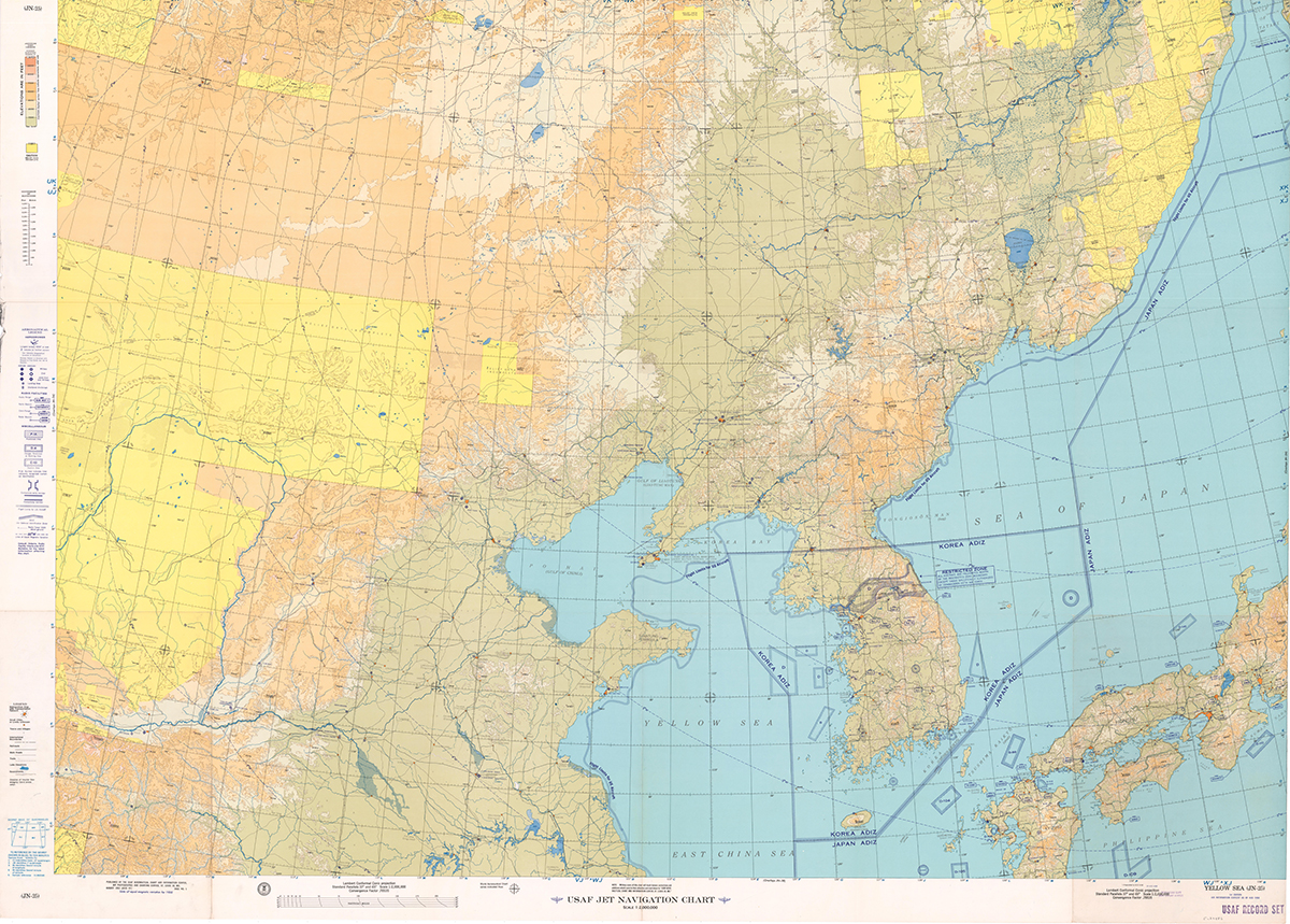 USAF JET NAVIGATION CHART, JN-25, YELLOW SEA, 1st EDITION