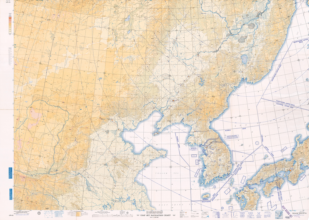 USAF JET NAVIGATION CHART, JN-25, YELLOW SEA, 2nd EDITION