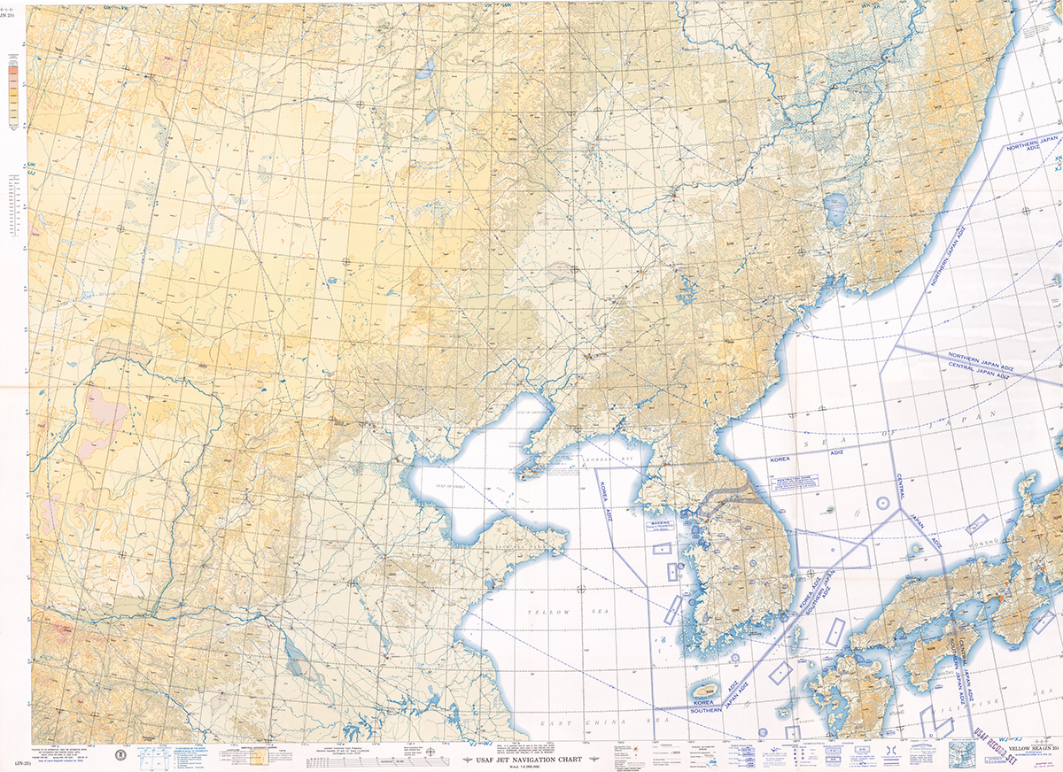 USAF JET NAVIGATION CHART, JN-25, YELLOW SEA, 2nd EDITION Revised(1957年6月)